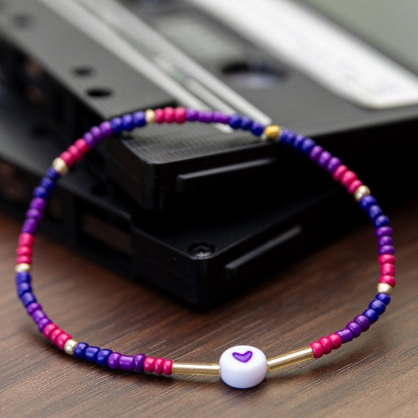 Beaded bracelet “Hi, I’m bi” / Bisexual flag bracelet