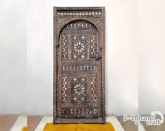 MOROCCAN STYLE DOOR, Vintage Style Charm Carved Door, Handmade Moroccon Door, Hand Engraved Furniture Door, Beautiful Dark Berber Design