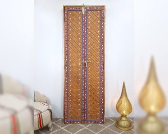 Vintage Moroccan Door, Moroccan hand-painted Riad Door, Decorative Interior Wood Door, Brown Morocccan Style Door, Remarkable Doors