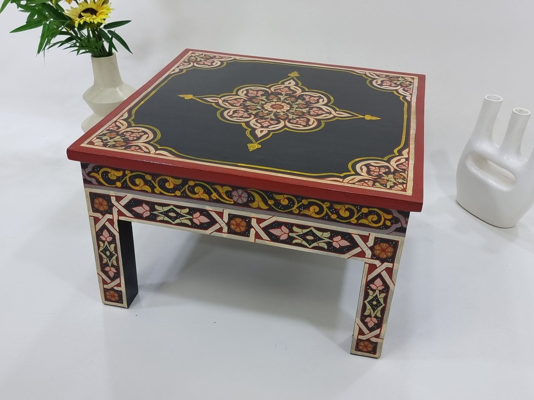 UNIQUE Black Coffee Table, Handmade & HAND-PAINTED With Florals, Unique ...