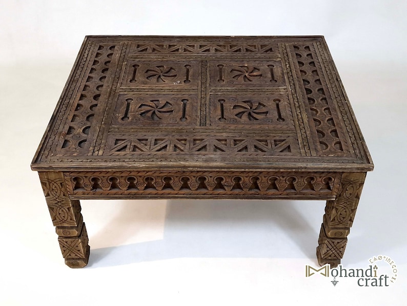 Moroccan Custom Made Sofa Table, Wooden Rustic Table, Unique Accent