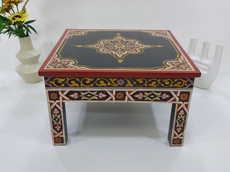 UNIQUE Black Coffee Table, Handmade & HAND-PAINTED With Florals, Unique ...