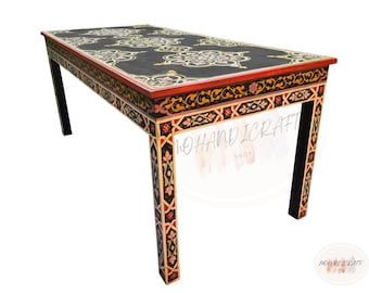 Moroccan Handmade Wood Table, Berber Design Table, Custom Table, Black Table, Coffee Table, Unique Handmade Table, Home Office Table Decor