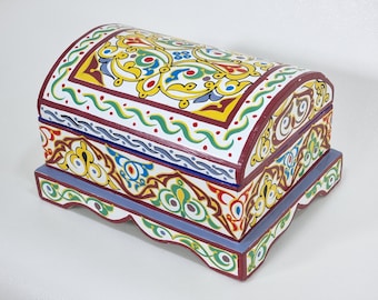 UNIQUE HAND-PAINTED Beautiful  Box for your Small Things, Unique Handmade Piece of Art, White-Orange Jewellery Box, Add Charm to Your Room