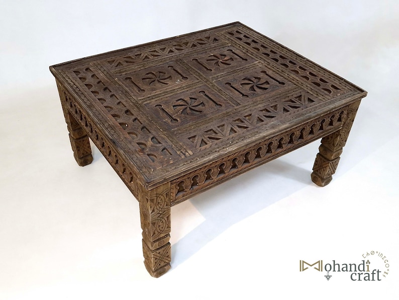 Moroccan Custom Made Sofa Table, Wooden Rustic Table, Unique Accent