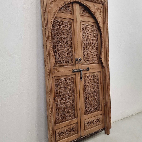 Hand Engraved Moroccan Door, Artwork CARVED Wood Door, Custom Made BERBER Door, Decorative Exterior Brown Door, WOODEN Moroccan Style Door