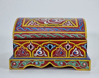 AMAZING HAND-PAINTED Beautiful Box for your Small Things, Unique Handmade Piece of Art, Red-Yellow Gift Lovers Box, Add Charm to Your Room