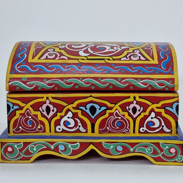 AMAZING HAND-PAINTED Beautiful Box for your Small Things, Unique Handmade Piece of Art, Red-Yellow Gift Lovers Box, Add Charm to Your Room