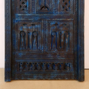 Breathtaking Moroccan Door, Old Artwork Berber CARVED Door, HANDMADE Amazigh Symbols Door, Hand Engraved Door, Blue Vintage BARN Door zdjęcie 5