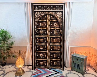 A Unique Moroccan Door, Artwork Moroccan Carved Traditional Inlaid Bone Door, Handmade Interior Door, Hand Engraved Morocccan Style Door