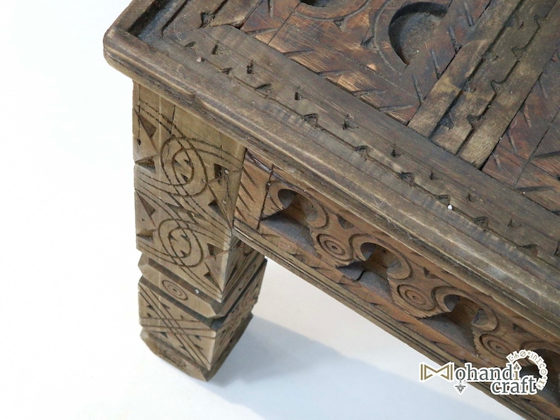 Moroccan Custom Made Sofa Table, Wooden Rustic Table, Unique Accent