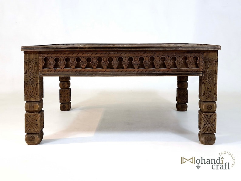 Moroccan Custom Made Sofa Table, Wooden Rustic Table, Unique Accent