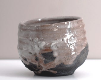 Tea bowl, handmade raku bowl, ceramic, glazed brown color, Chawan 8.