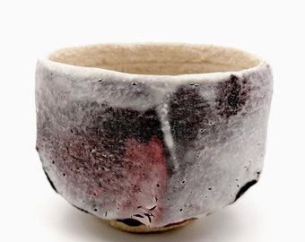 Chawan 9 tea bowl, hand-carved stoneware bowl (kurinuki technique), ceramic, Shino enamel bowl, Icelandic color decor.