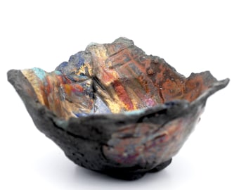 Raku cup 1, hand carved cup, ceramic, cup inspired by the Celtic era, colors for a festive table.