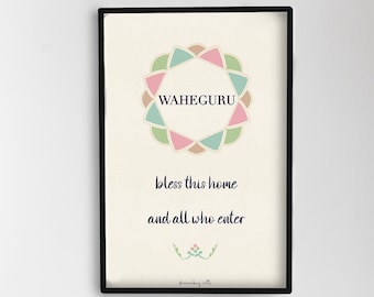 Waheguru ji segne dieses Heim und alle, die eintreten | Punjabi Wandkunst | Sofortiger Download