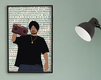 Sidhu Moosewala Songtitel Typografie Poster, Punjabi Musik Decor (Digitaler Download)