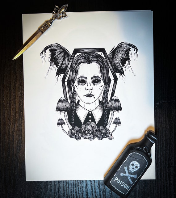 Wednesday Bat Coffin Mushroom Addams Gothic Print and Stickers - Etsy