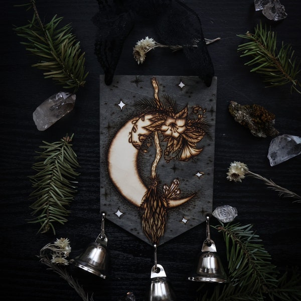 Witch Bells Crescent Moon + Besom