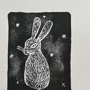 Linocut Rabbit Print