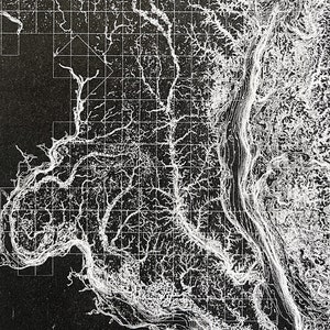 Topografische / Bathymetrie-Karte von ChesaPeak Bay mit schwarzem Hintergrund