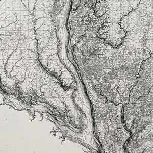 Topografische / Bathymetrie-Karte von ChesaPeak Bay mit weißem Hintergrund
