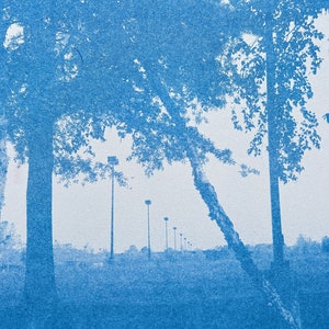 Risograph Photograph Print Series: Light Poles in Blue