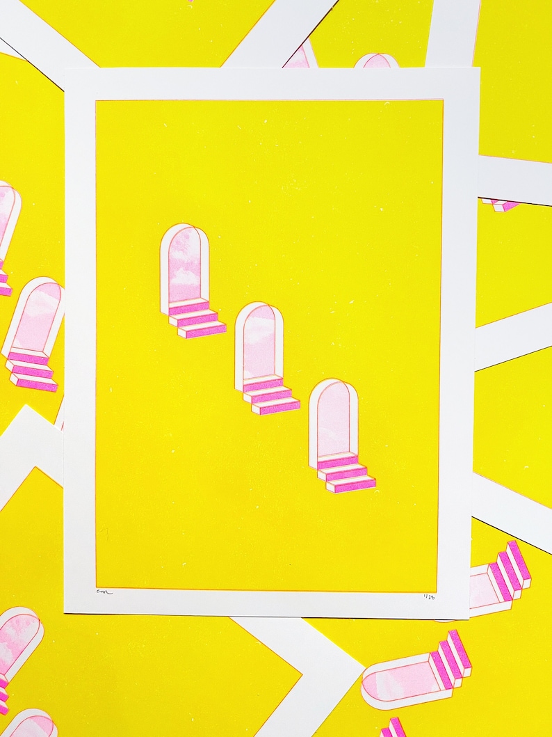 Risograph Print: Arches Stairs Heaven image 1