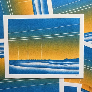 Risograph Print Infrastructure Series 01: Cell Towers