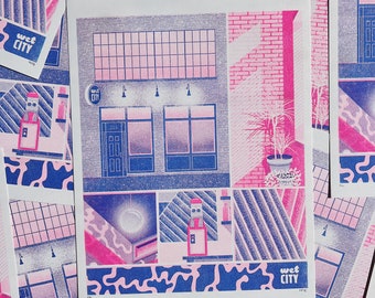 Risograph Print: Wet City Print