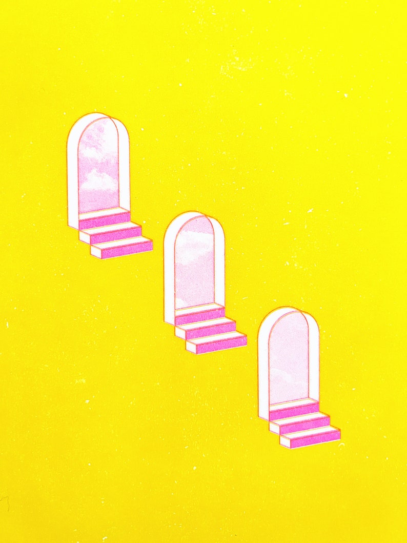 Risograph Print: Arches Stairs Heaven image 2