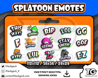 Emote Splatoon Twitch / 15 Emote per la chat in streaming (download digitale)