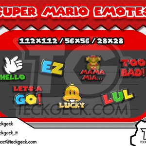 Mario Twitch Emotes x14 Lets-A Go, Mama Mia, Lol, Too Bad, Hype, LUL, Hello, Lucky, Here We Go, Oof, EZ, Hammer Time, Showtime, Gg image 4