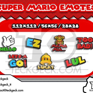 Mario Twitch Emotes x14 Lets-A Go, Mama Mia, Lol, Too Bad, Hype, LUL, Hello, Lucky, Here We Go, Oof, EZ, Hammer Time, Showtime, Gg image 3