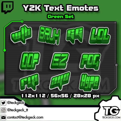 Y2K Twitch Text Emote Pack Full Set X 40 Discord Youtube Facebook Lol ...