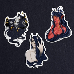 Lot de 3 Stickers Autocollants Demon Girls