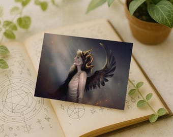Lilith Dark Goddess Art Print | Gothic Demon Girl Illustration 4x6" | Dark Feminine Energy Art | Signed Limited Edition Olivia Rovere
