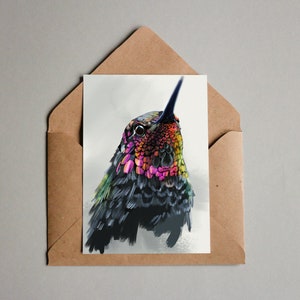Impression d'art colibri, poster colibri, œuvre d'art élégante : Art mural en toile et peinture de colibri encadrée A5