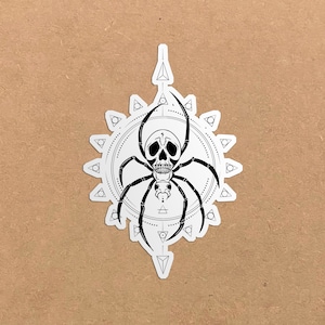 Sticker Araignée Squelette et Crâne - Art Tatouage Gothique pour une Décoration Uniqu