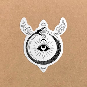 Autocollant Ouroboros : Symbole de Cycle Éternel - Décoration Gothique en Vinyle pour Ordinateur, Voiture, et Carnets