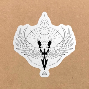 Sticker Autocollant Crâne de Corbeau et Ailes - Art Tattoo Gothique pour Décoration Personnalisée