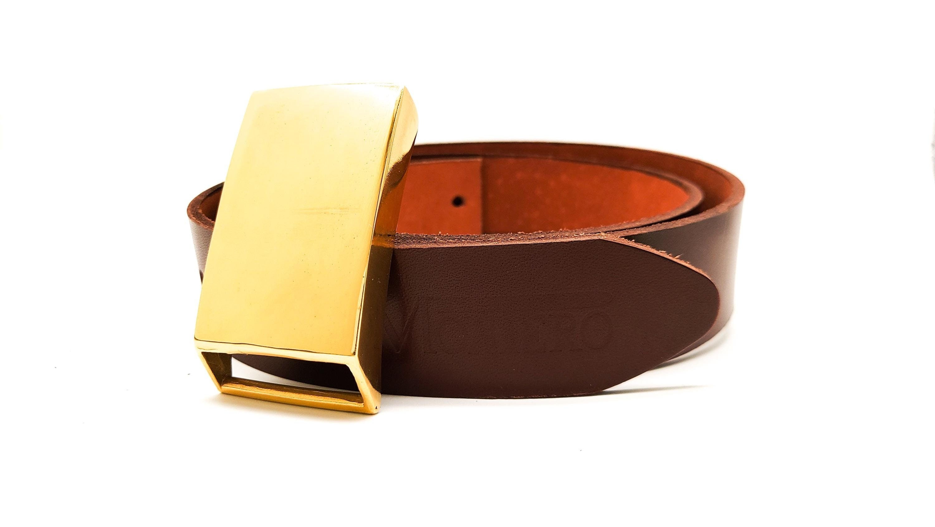 24k GOLD PLATED BELT. Handmade 24k Gold Plated Black or Brown