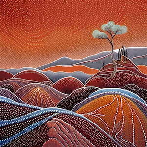 Aboriginal Landscape, Wall art Dreamtime digital painting for instant download