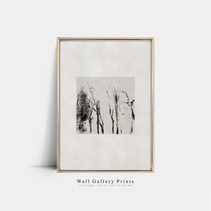Faded Heavy Sketch |  Moody Forest Etching | PRINTABLE Digital Art #260S
