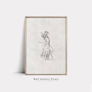 Dancing Woman Sketch | Vintage Line Drawing | PRINTABLE Digital Art #138S