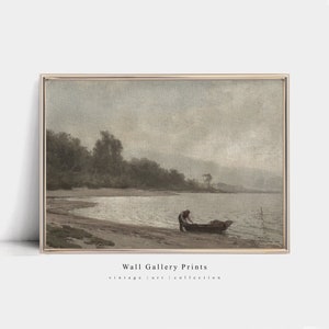 Muted Beach Art Print | Vintage Coastal Painting | Digital PRINTABLE Art #080C