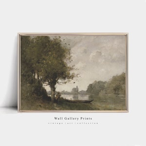 Muted Green Lake | Vintage Oil Painting | PRINTABLE digital art #141L