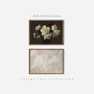 Moody Gallery Wall Set | Vintage Muted Green Neutral Tone Prints ...