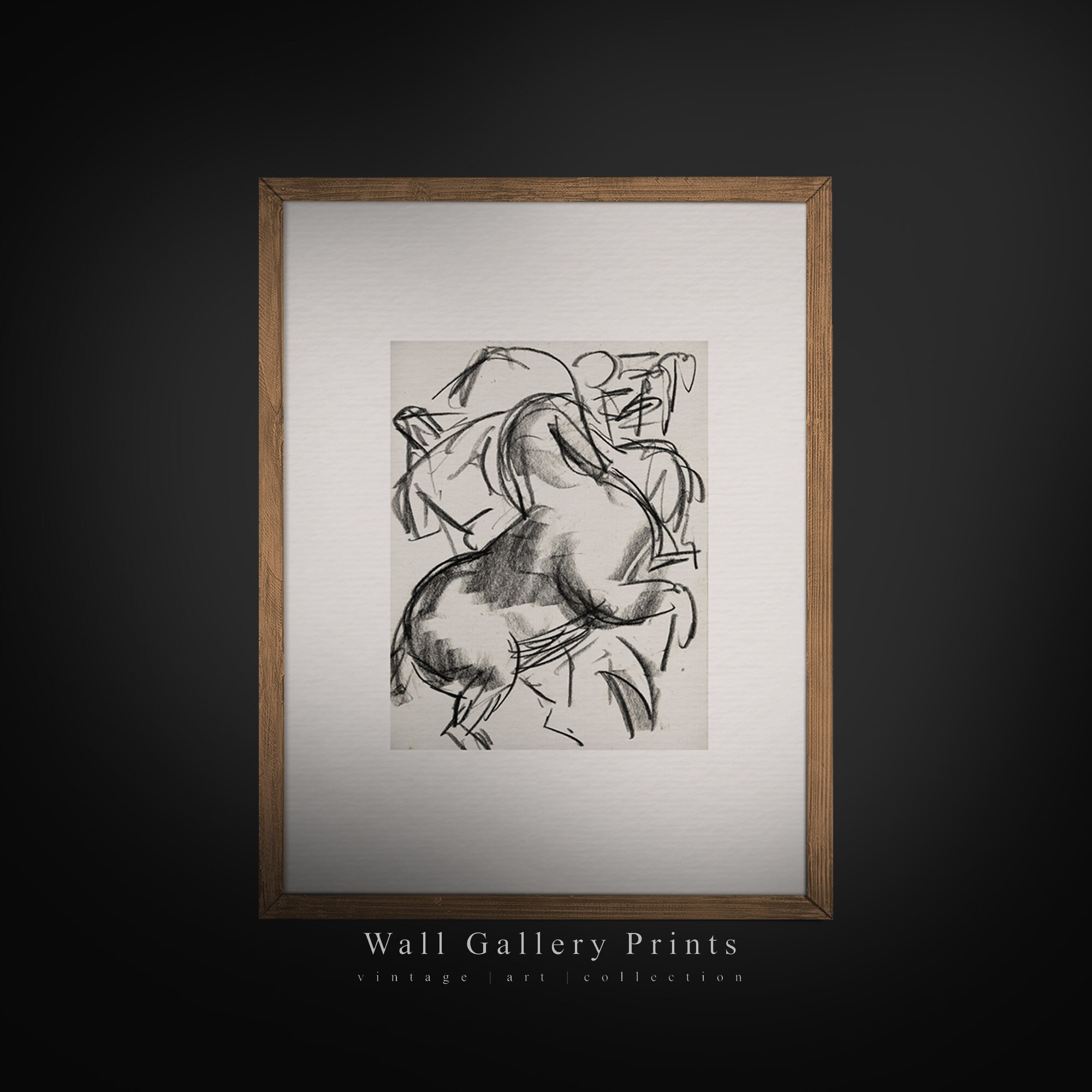 Minimalist Sketch of a Horse Rider Abstract Etching Decor - Etsy