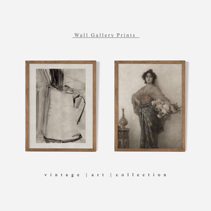 Moody Gallery Wall Set | Vintage Muted Green Neutral Tone Prints ...